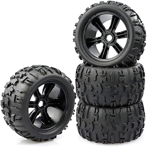 Aimrock 17mm Hex Wheels and Tires RC Truck Tire and Rims w/Foam Inserts for 1/8 Kraton 1/10 Maxx E-Revo, 4PCS Cover