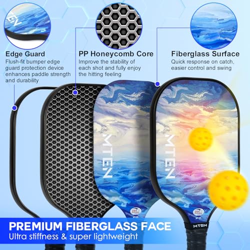 Image of MTEN Pickleball Paddles Set of 2 /4 /1, USAPA Approved Fiberglass Rackets