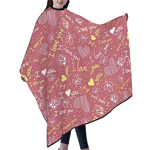 Ldsgdfst Hair Cutting Cape for Women Men I Love You Barber Cape Waterproof Professional Haircut Salon Apron with Adjustable Elastic Closure for Hair Stylists Hairdressers Barbers 55×66 in