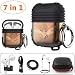 Silicone Maid LLC (7 in 1) Accessories Compatible AirPods Holder Portable Carrying Silicone Cover Anti-Lost Strap Shock Resistant Metal Hard Case Compatible Apple AirPod (Sunset)