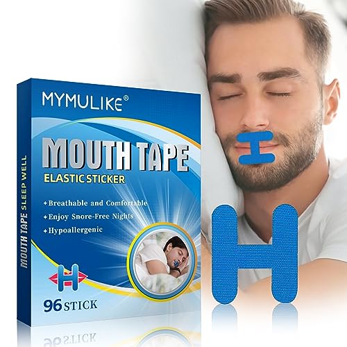 96 PCS Mouth Tape for Sleeping, MYMULIKE Nasal Strips for Reduced Snoring, Sleep Mouth Tape for Drug and Plastic Free Snoring Aids, Train Nasal Breathing.