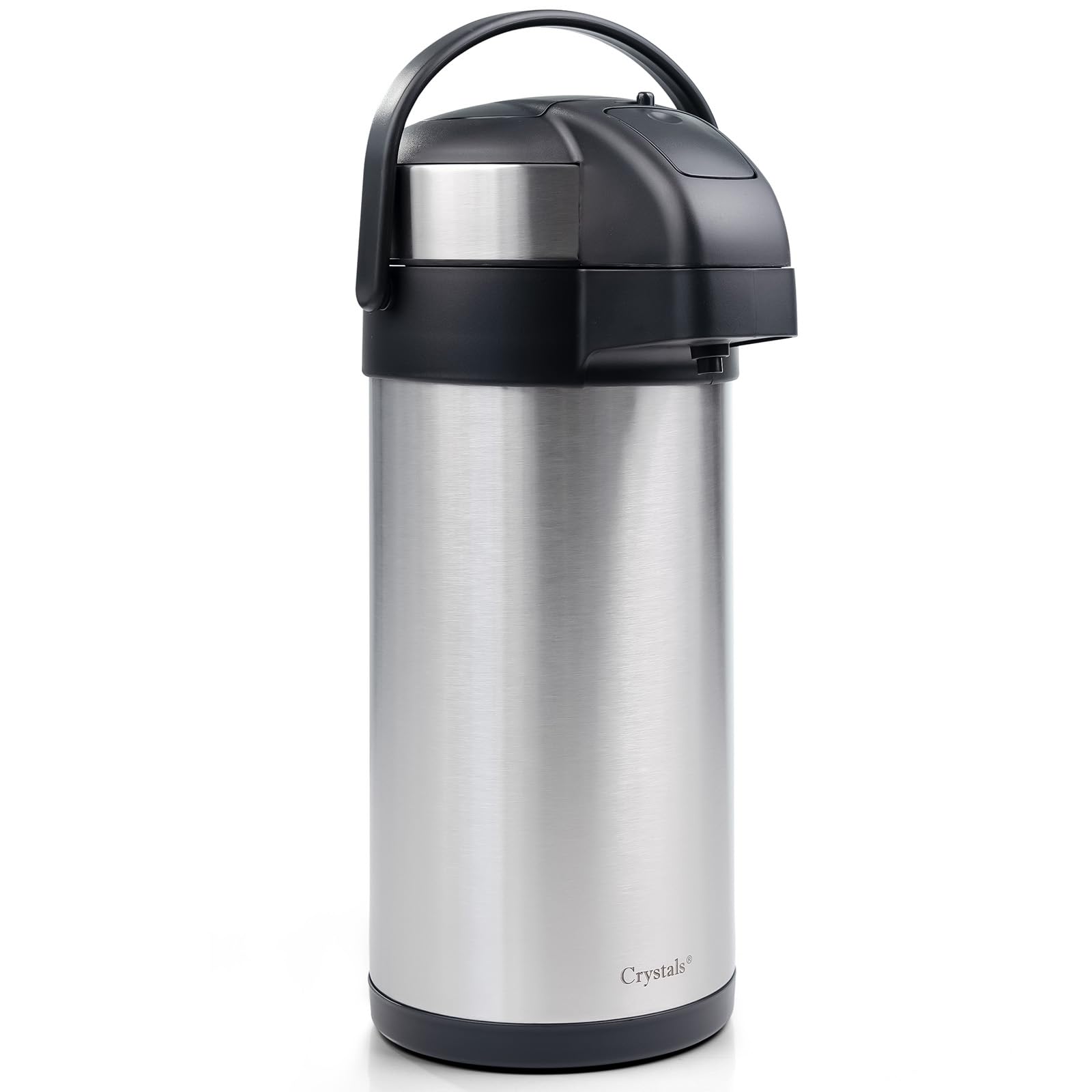 3L/5L Pump Action Air Pot Flask with Vacuum Insulated, Safety Lock & Carry Handle for Drink, Tea & Coffee by Crystals® (5L Air Pot Flask)