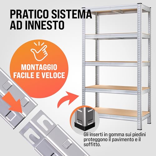 Monzana® 2x Scaffali Metallo 180x90x40cm Portata Totale 1750kg 10 Pannelli MDF Scaffalatura Metallo Scaffali ad Alta Portata Scaffale Cantina - 3