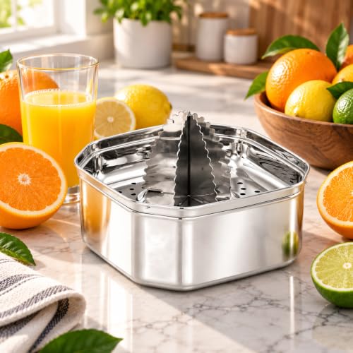 Image of stainless steel manual citrus juicer hand cold press lemon and orange juicer and squeezers with Round Bowl Big size 500ml (Type 7)