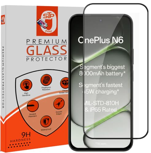 Image of STP FEEL Premium HD+ Tempered Glass Screen Protector Guard For Oneplus N6 5G (6.8 Inch, Pack of 1) | Edge to Edge Coverage With Easy to installation kit