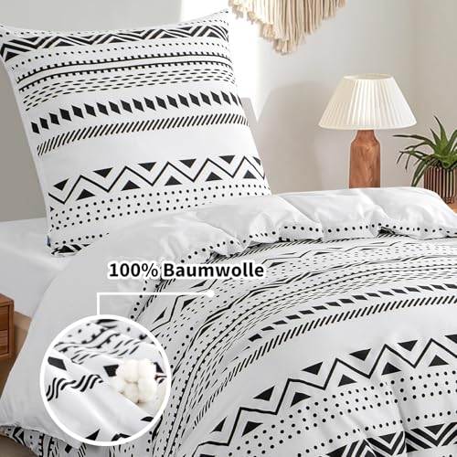 RUIKASI Bettwäsche 155x220 Baumwolle 2teilig Grau mit Kopfkissenbezug – Ansicht 3