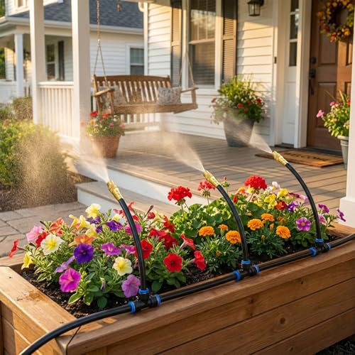 Starrey Drip Irrigation System, 2026-Upgrade 50Ft 1/4" Garden Watering System with 12 Pcs 360° Adjustable Copper Nozzles, DIY Kit for Garden, Lawn, Greenhouse, Raised Beds & Outdoor Plants - image 7