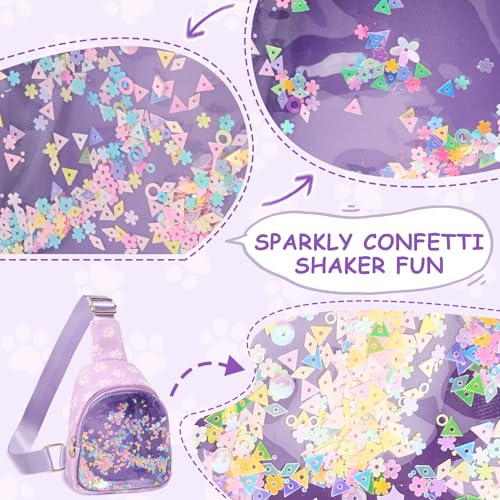Image of COSHAYSOO Little Girls Paw Print Purse Cute Sling Crossbody Bag for Toddler Preschool Kids Girls 2 3 4 5 6 Year Old Graduation Birthday Gifts Fashion Daily Travel Trip Favor Purple Accessories | Paw print