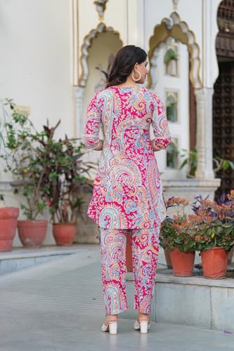 Image of Pistaa's Women Pure Cotton Floral Printed Straight Rounded Hem Co-ord Set