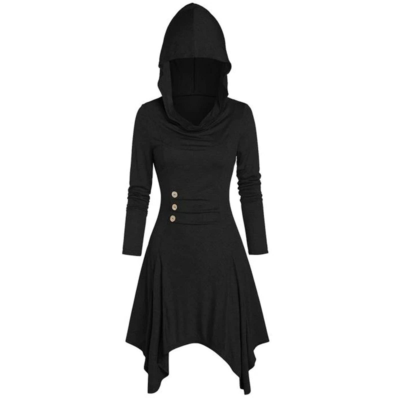 LOIJMK Gothic damesjurk, punk, middeleeuwse jurk, zoom, losse cosplay-jurk met lange mouwen, renaissance-kleding, Victoriaans carnaval, optredens, kostuum, feestjurk, partyjurk, roze, L