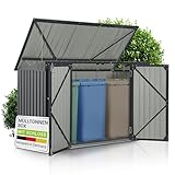 Juskys 3er Mülltonnenbox Namur 3 x 120 Liter Tonnen - 2m² - 2 Türen - Metall Mülltonnenverkleidung Müllbox Müllhaus Aufbewahrungsbox