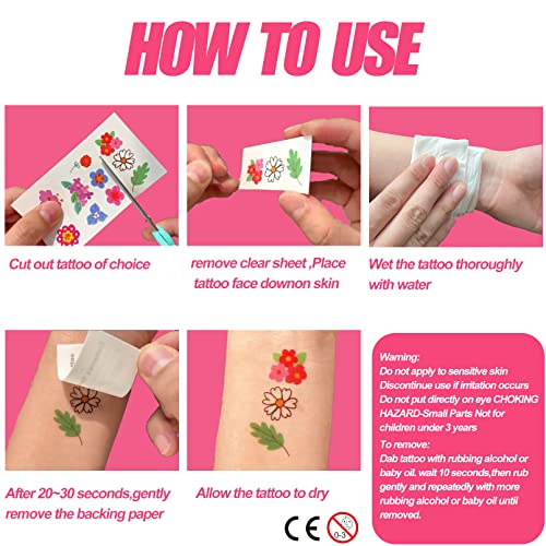 Coszeos Flower Temporary Tattoo Kids, 109 Styles Fake Small Cute Tattoo Stickers Waterproof For Boys And Girls Party Birthday Favors Supplies Gifts #TOP5