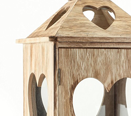 levandeo 2er Set Laternen aus Holz und Glas mit Herz Herzfenster - Windlichter Farbe braun - Tischlaternen Holzlaternen Gartenlaternen Landhaus Dekoration – Bild 4