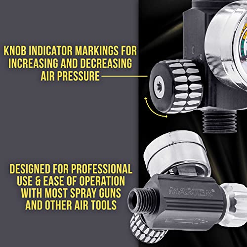 Image of Master Airbrush Master Elite Series High Flow Spray Gun Regulator with Gauge, 0 to 140 PSI - Air Flow Control Adjusting Valve for Air Tools