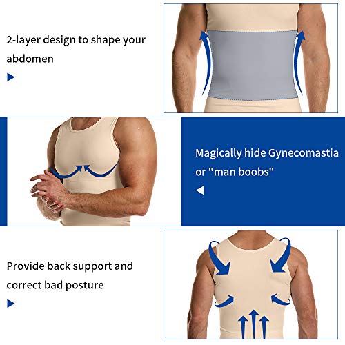 Mens Body Shaper Compression Tank Top Slimming Shapewear Abdomen Undershirt4