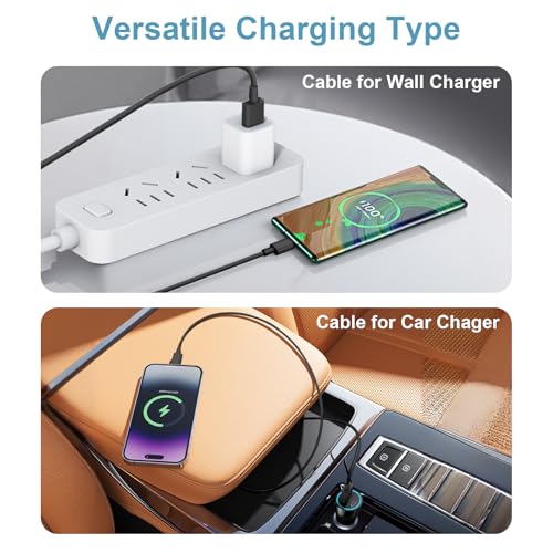 Image of USB to USB C Cable for iPhone 17 16 15 Type C Carplay 5FT USB C Cable Black