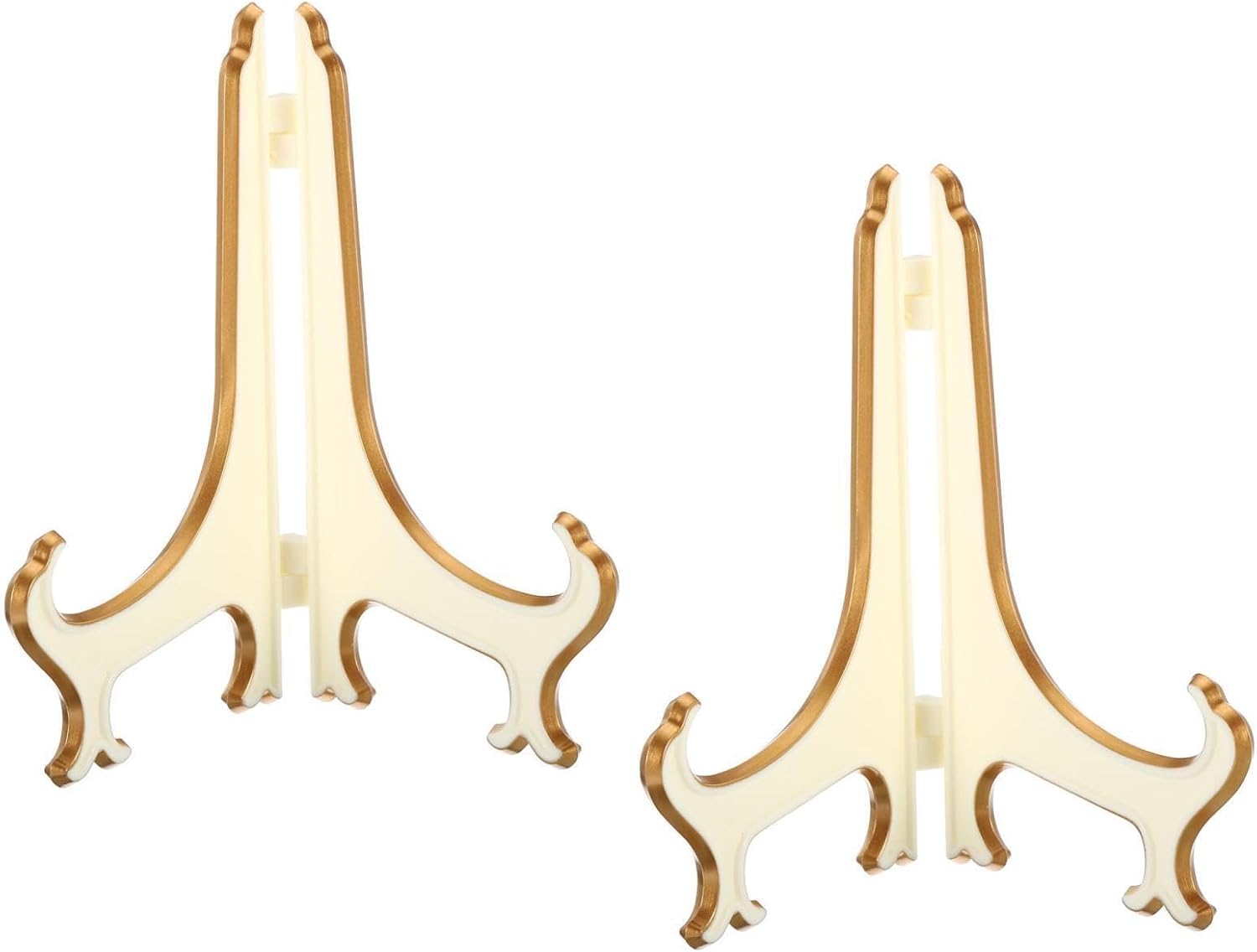 Home and Garden Parts 6" Acrylic Plate Stand Holder 4 Pack Foldable Frame Holder White Gold #CN/251024/10114