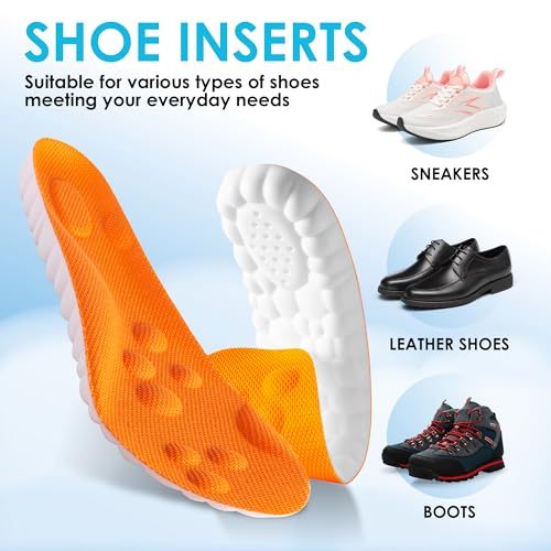 Image of 4D Cloud Steppers Insoles for Men and Women - Shock Absorption Inserts, Soft Anti-Fatigue, Memory Foam Insoles for Shoes, Boots & Sneakers (Orange, Men: US 4-7 / Women: US 5-8.5)