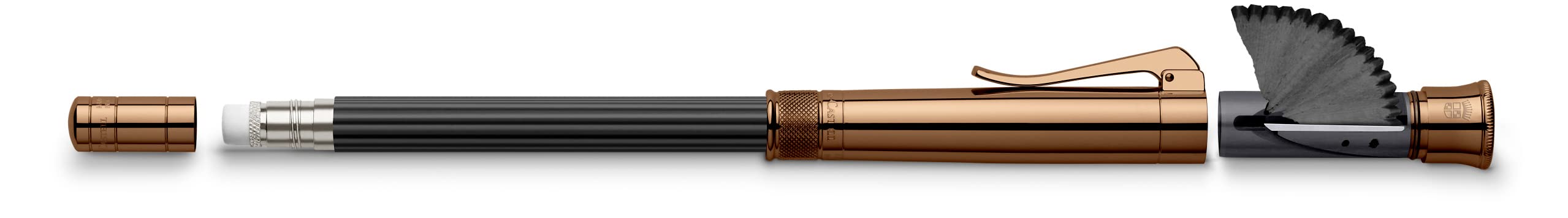 Graf von Faber-Castell 118536 - Matita perfetta marrone, durezza B, con temperino incorporato, gomma e cappuccio per l'allungamento