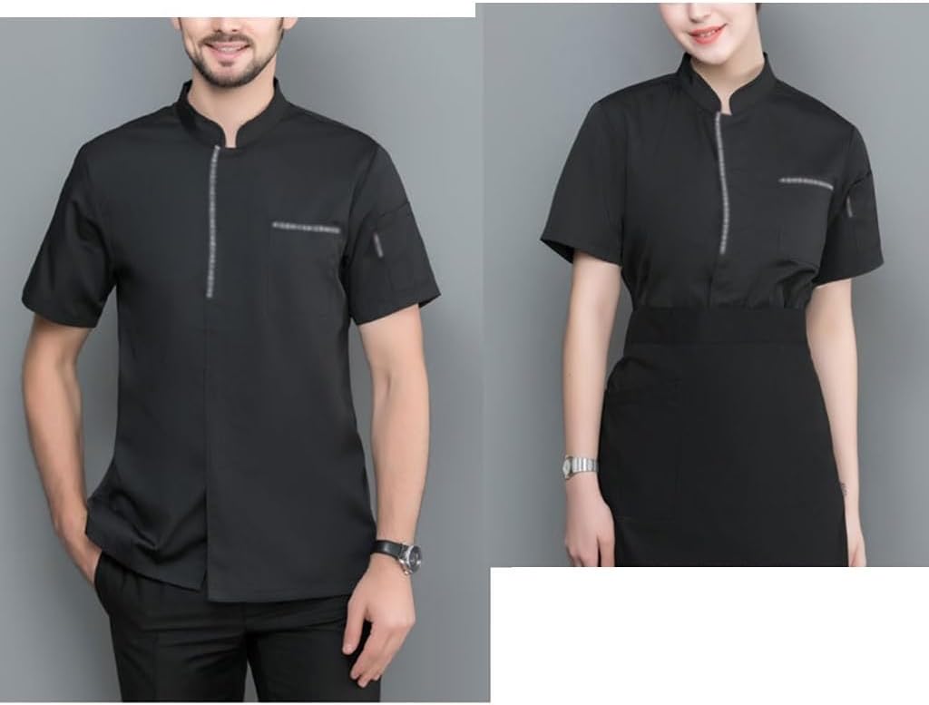 ElzEy Unisex Men Women Chef Jacket Coat Cooking Work Wear Uniform Short Sleeve Kitchen Hotel Restaurant Shirts
