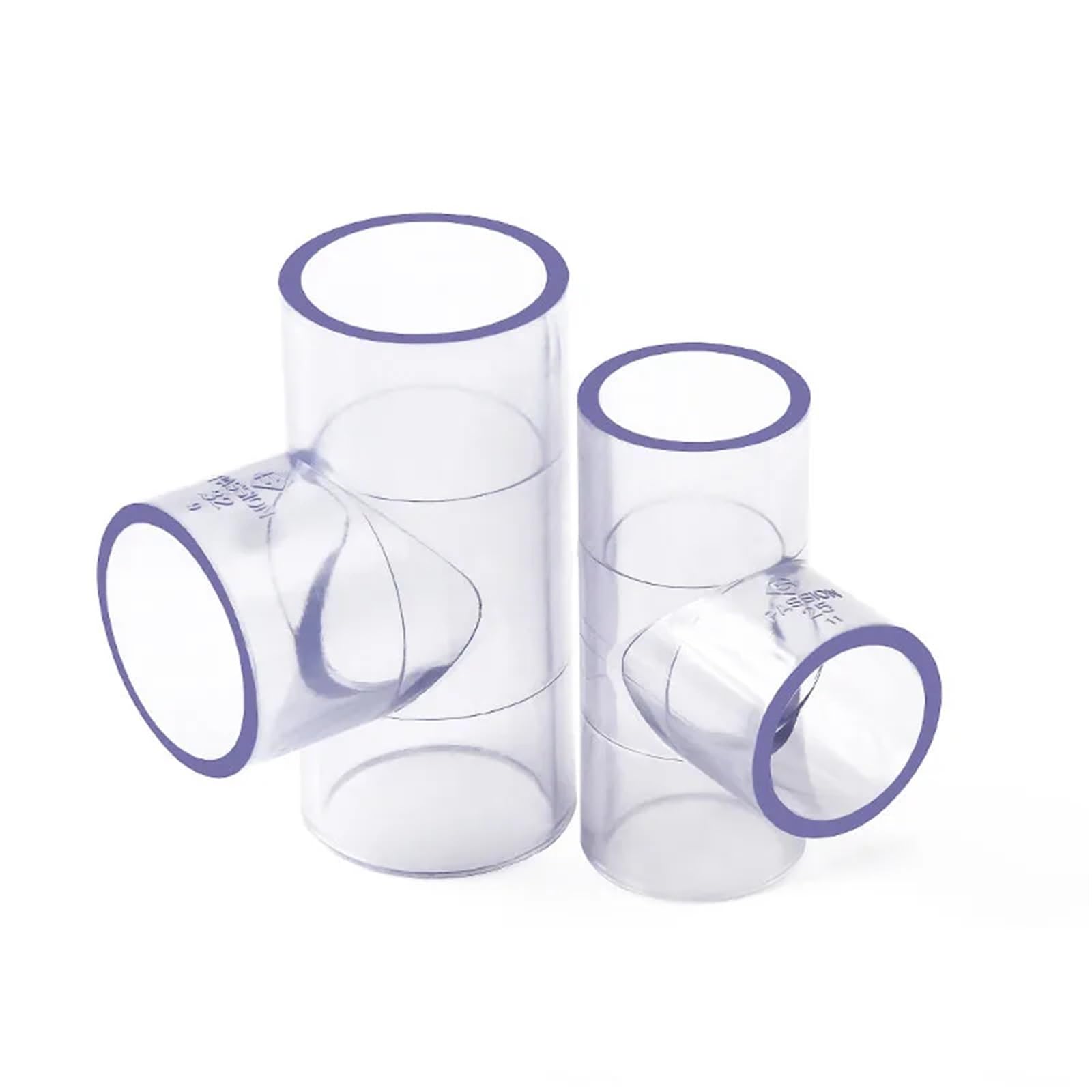 Conector de tubería de PVC Transparente de 20, 25, 32, 40 y 50 mm, Codo Recto en T, Adaptador for tubería de Agua de Acuario.(tee I.D 50mm)