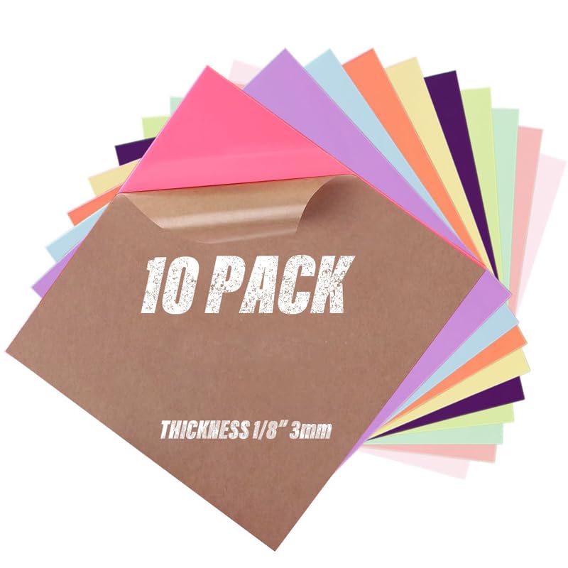 Image of 10 Colors Cell Cast Acrylic Sheets 1 /8inch 8x8 200x200mm Plexiglass Sheets | 3mm pastel laserable Plasitc Board for Laser Cutting Engraving DIY Project