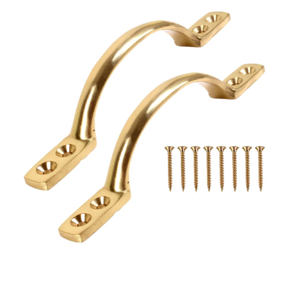 Sisi Uk Chrome Pull Handle Brass 5 Inch 125Mm Brass Bow Handle For Furniture Or Sash Window Frames Cabinet Drawer Cupboard Knobs Pack Of 2.
