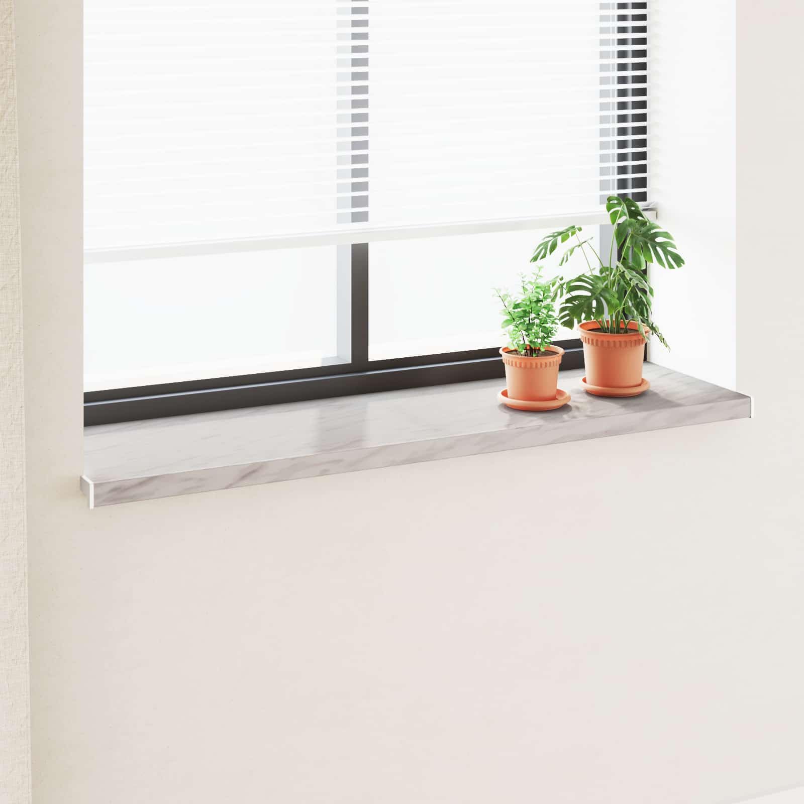 davanzale moderno in PVC, 160 x 45 x 4,5 cm, effetto marmo bianco, per interni ed esterni, facile da pulire, resistente all'umidità, facile da montare con adesivo standard