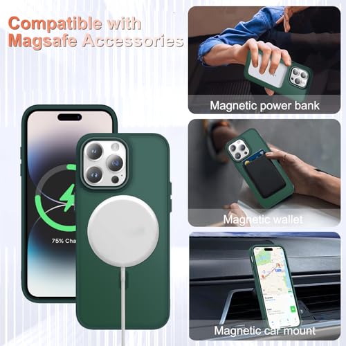 Image of YENAPOON for iPhone 14 Pro Max Case, Matte Magnetic Phone Case, Dark Green