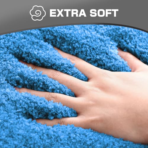 wyewye Mikrofaser Badematte, 2 cm dicke Badteppich, super saugfähig, super saugfähige Badematte, 60 x 90 cm, Farbe Blau