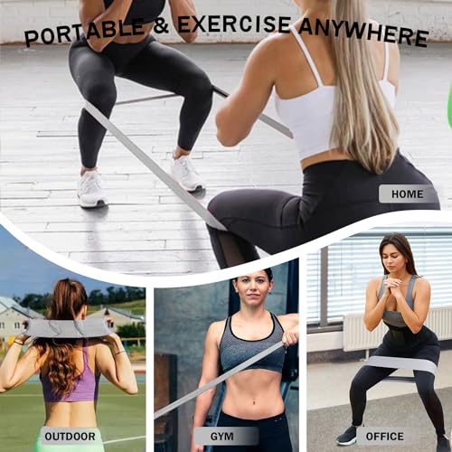 Image of KANGFITER 6 PCS Long and Short Fabric Resistance Bands for Working Out, Non-Slip 3 Fabric Body Bands and 3 Pull Up Assistance Bands, Loop Exercise Elastic Bands for for Leg, Glutes, Hip Workout