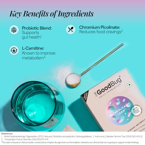 Image of The Good Bug Metabolically Lean SuperGut Powder |Probiotics + L-Carnitine | Boosts Metabolism & Reduces Cravings | For Men & Women | 90 Days Pack