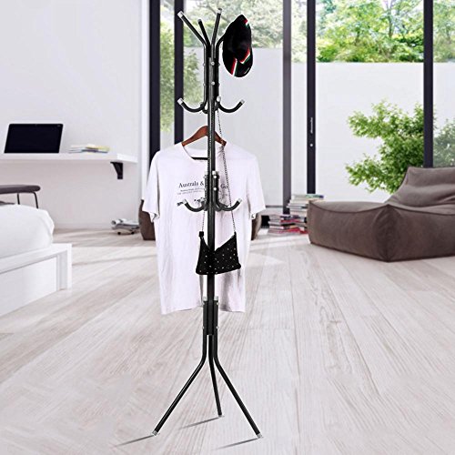 Ejoyous-Standing-Coat-Rack-10-Hooks-Hall-Tree-Coat-Hanger-Holder-Home-Enterway-Tree-Clothes-Storage-Stand-for-Coat-Hat-Clothes-Scarves-Handbags-UmbrellaBlack Ejoyous Standing Coat Rack 10 Hooks Hall Tree Coat Hanger Holder Home Enterway Tree Clothes Storage Stand for Coat Hat Clothes Scarves Handbags UmbrellaBlack