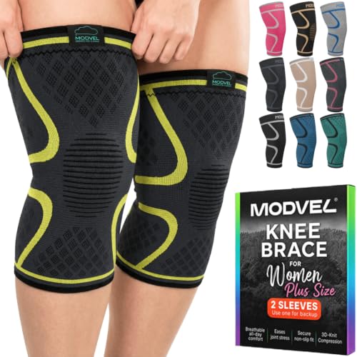 Image of Modvel 2 Pack Knee Brace for Women - Knee Support for Walking, Knee Compression Sleeves for Pain Relief, Knee Sleeves for Women, Knee Brace for Sports, Workouts & Arthritis