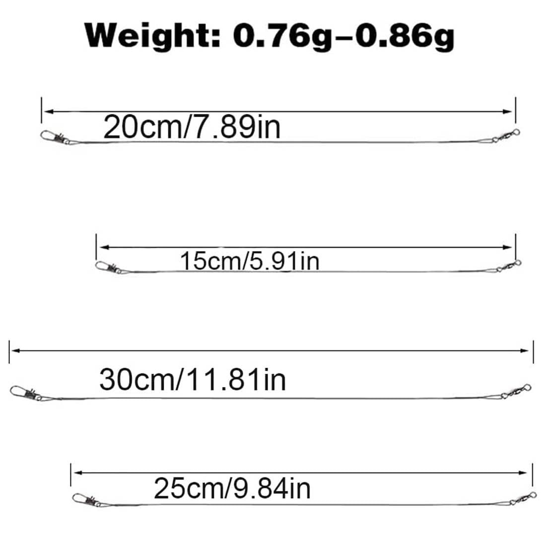 40Pcs líderes de línea de Pesca - Cable de Líder de Pesca Acero Inoxidable 15cm 20cm 25cm 30cm para Pesca Línea Sedal para Pescar 6-14kg