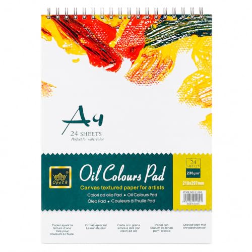 Image of ArtRight A4 Oil Painting Paper Pad - 230 GSM, 100% Cotton, Cold Pressed, 24 Sheets - Ideal for Oil, Acrylic & Mixed Media Art, Textured Acid-Free Art Paper for Artists