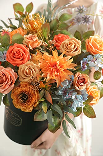 Ruidkun Orange Artificial Flower Box Set For Wedding Diy Hand Bouquet Boutonniere Table Flower Basket Party Baby Shower Home Decoration #TOP5