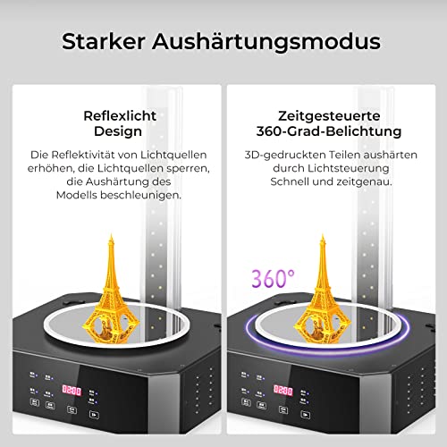 Creality UW-02 Wash and Cure Maschine, 10,1 Zoll Wasch- und Aushärtemaschine, Dual-Band UV Lampestreifen für Resin 3D Drucker, UV-Härtung Rotationsbox Behälter für LCD/DLP/SLA – Bild 4