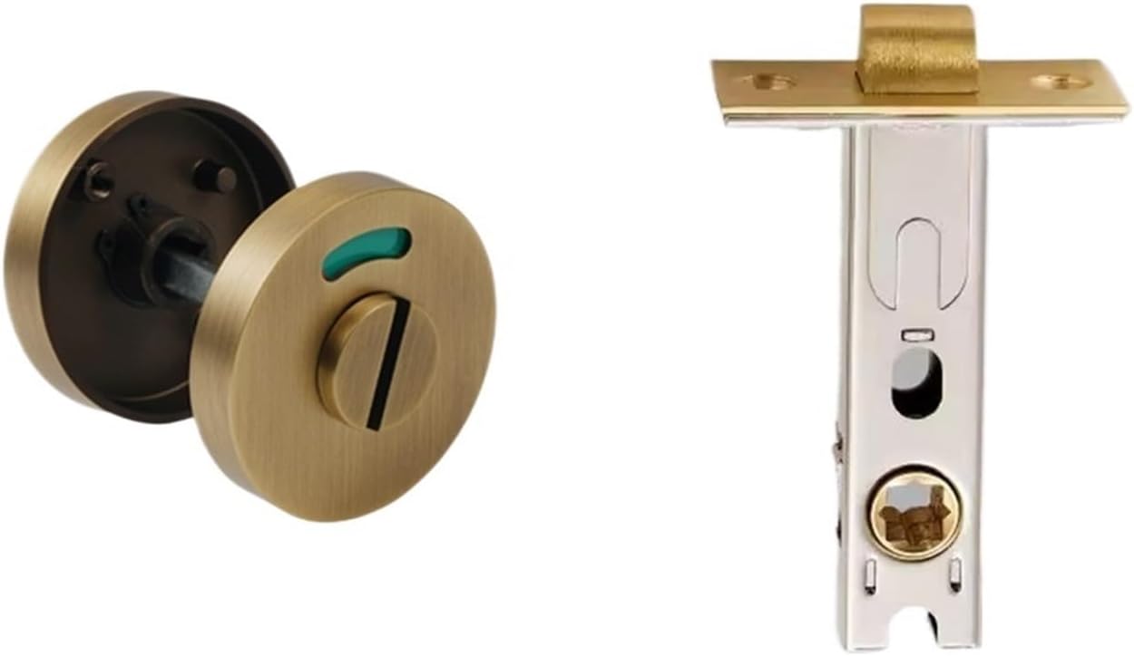 Brass Bathroom Privacy Door Lock with Identification Mark & Emergency Unlock, Interior Hardware Locks