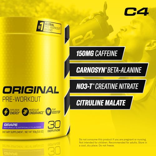 C4 Original Pre-Workout Powder For Endurance, Focus & Performance with 150mg Caffeine, Beta-Alanine, Creatine, Sugar Free Pre-Workout for Men &