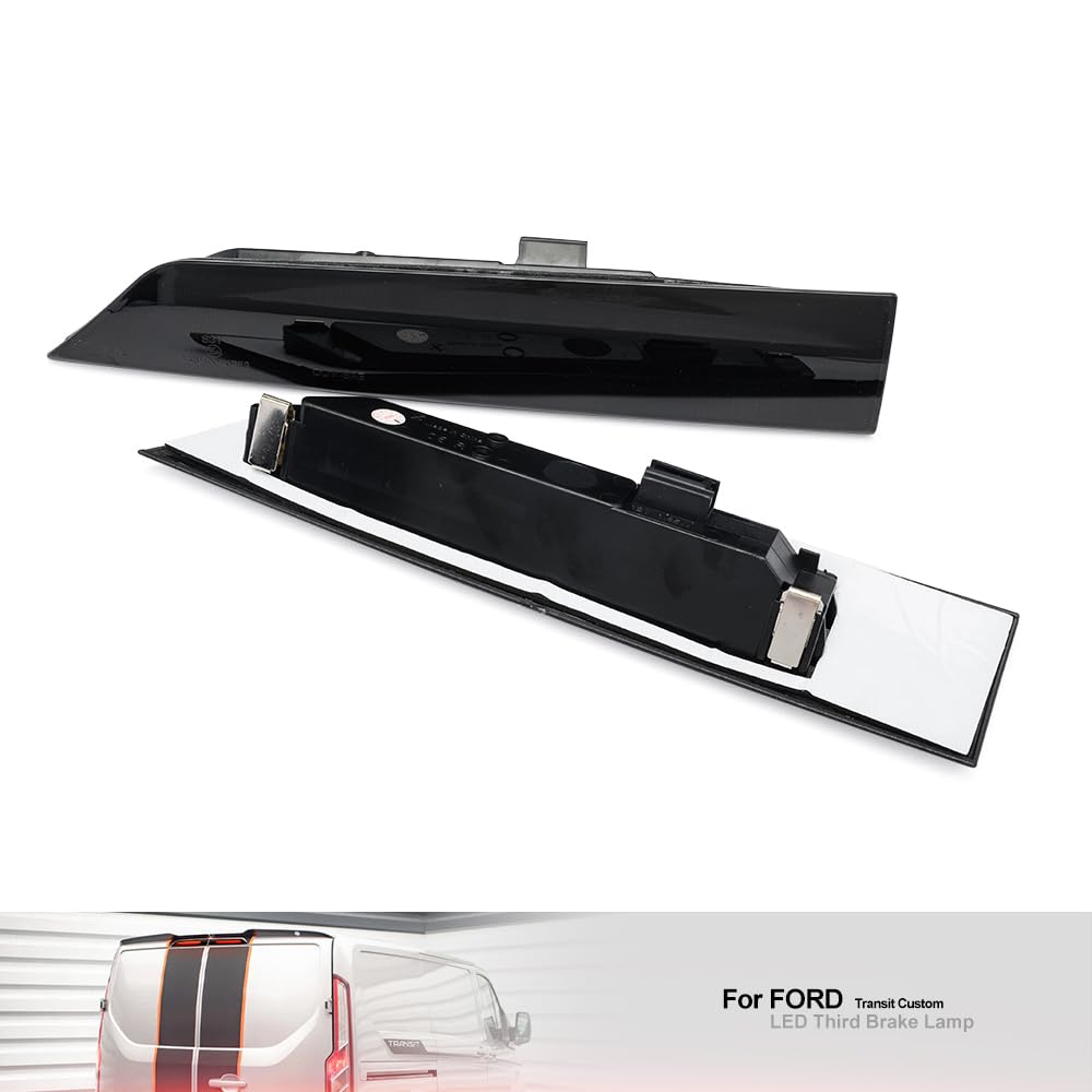 Tercera luz de freno LED para Fo.rd Transit Custom 2012-2022 Luz de freno trasera de alto nivel Puerta de granero Luz de freno de montaje alto 2 piezas Lente ahumada