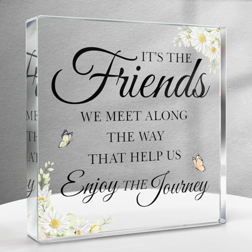 Gifts for Best Friend Birthday, Friendship Gifts for Women Bestie BFF Friend on Birthday Wedding Christmas, Long Distance New Friend Appreciation Acrylic Decor Plaque