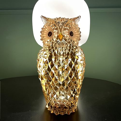 Darmomoon Acrylic Owl Figurine Animal Collectible Statue Animal Scuplture Figurines Collection Table Decor Table Light Home Decor Amber 9.7'' High #TOP6