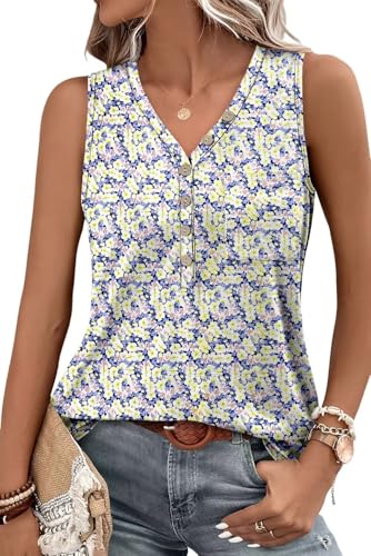 KISSMODA Womens Boho Tops for Summer Sleeveless Tanks Loose Fit Casual Blouse Daily Shirts for Leggings (S-3XL)
