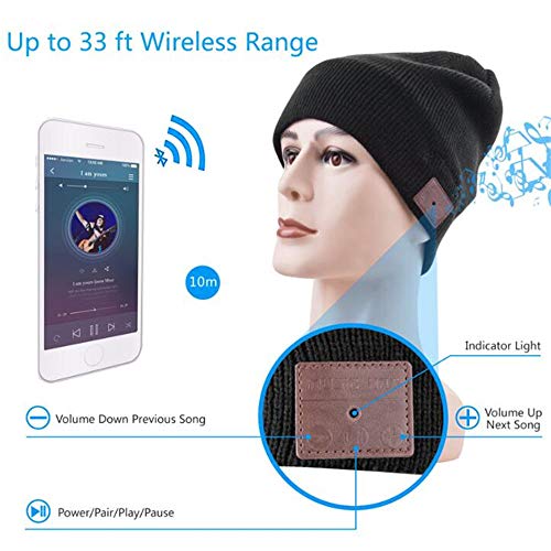 Preisvergleich Produktbild QIA Winter Elastische Kabellose Jacke Pullover Futter Strickmütze Lautsprecher Mikrofon Stereo Magic Music 5.0 Wireless Smart Bluetooth Cap L C