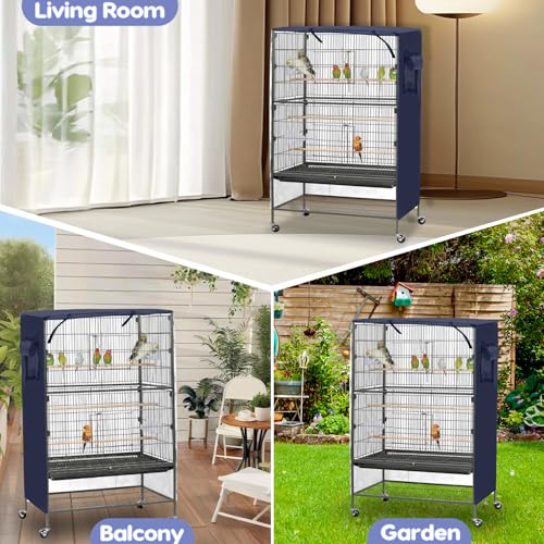 Image of Bird Cage Cover, Large Birds Cage Covers for Night, Birds Cover for Cage with Adjustable Front Curtain, Blackout & Breathable Birdcage Covers for Parrot, Small Animals(Not Include Bird Cage)