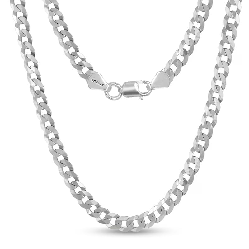 LeCalla Solid 925 Sterling Silver Curb Chain Necklace for Men| BIS Hallmarked Italian 8mm Diamond-Cut Cuban Link Chain Necklace 20 Inches (B0DFPFVKKC) Amazon Price History, Amazon Price Tracker