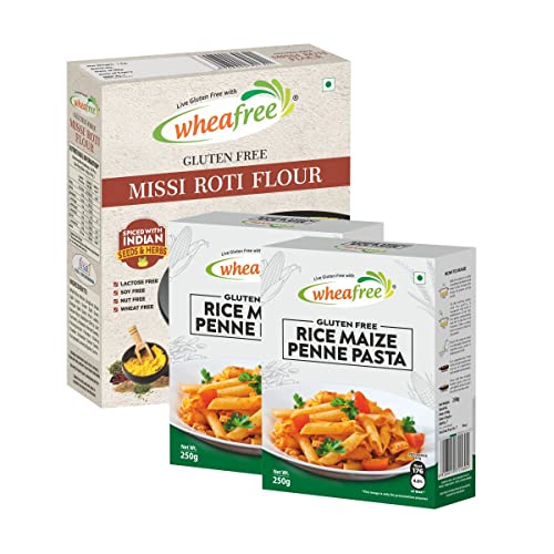 Image of Wheafree Gluten Free Missi Roti Flour (1Kg) + Wheafree Gluten Free Rice Maize Penne Pasta (2 Packs x 250g each) Combo Pack