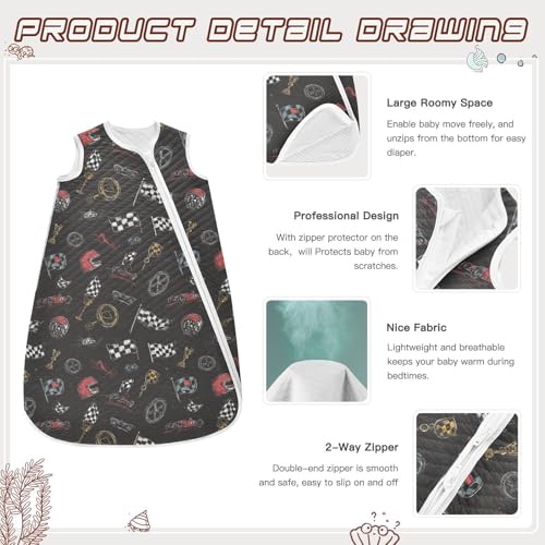 Image of vvfelixl Bright Funny Dinosaurs Baby Sleeping Bag Sleep Sack,Baby Wearable Blanket Sleep Suit for 0-6 Months