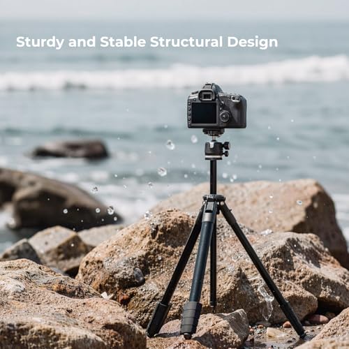 Image of 72 inch Travel Tripod for Camera and Phone, Lightweight Aluminum Tripod with Arca Ball Head, Phone Holder, Quick-Release Plate, Wireless Remote & Carry Bag for DSLR Smartphone Video Recording